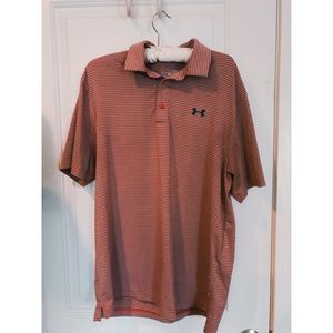 Under Armour Men’s Red & Grey Striped Polo, Large